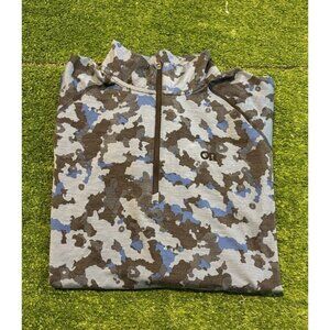 Outdoor Research 1/4 zip mens large blue camo apline onset merino 150 hiking D